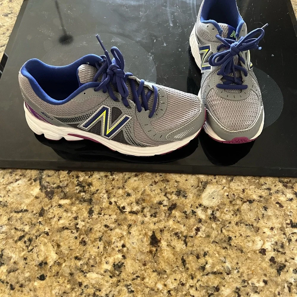 New Balance Gray and Blue Athletic Running Shoes